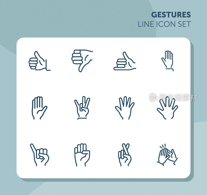 Gestures line icon set